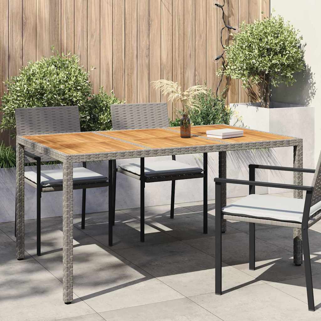vidaXL Mesa de Jardín Gris 150 x 90 x 75 cm ratán sintético