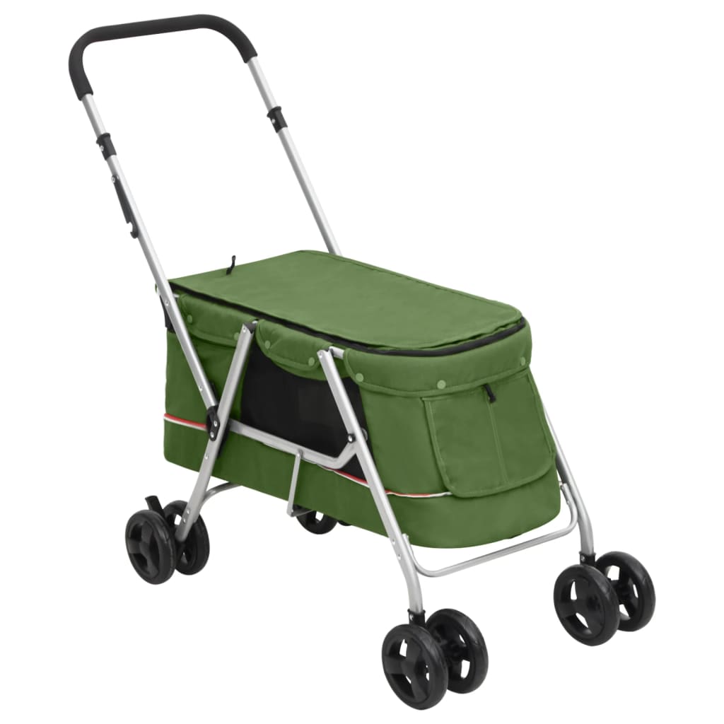 vidaXL Cochecito para perros plegable tela lino verde 100x49x96 cm