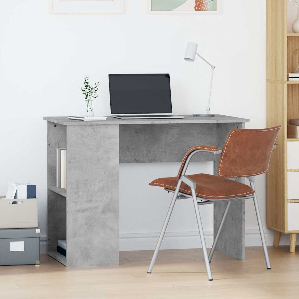 vidaXL Escritorio de madera contrachapada gris hormigón 100x55x75 cm