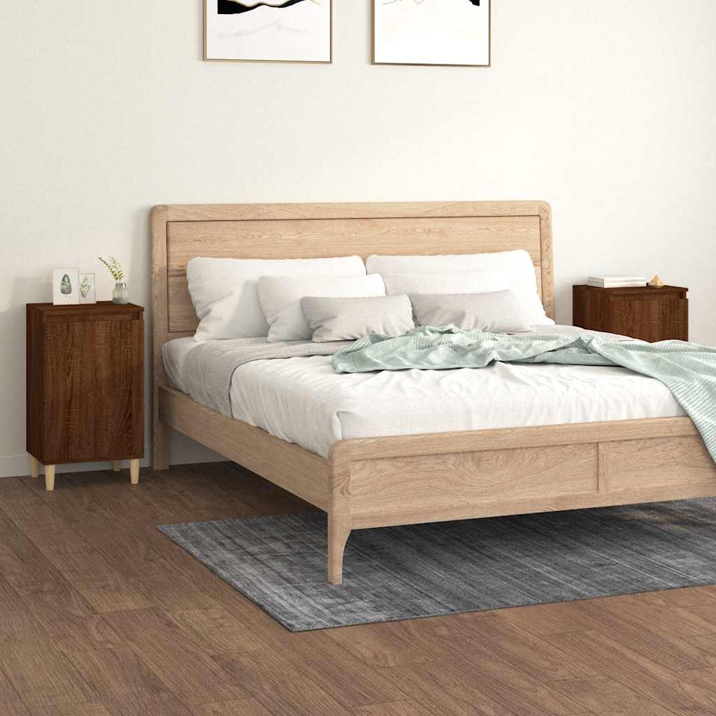 vidaXL Mesitas de noche 2 uds madera color roble marrón 40x35x70 cm