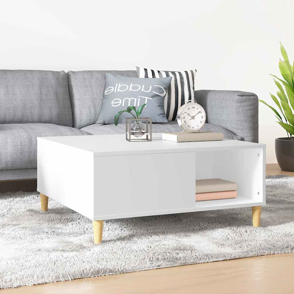 vidaXL Mesa de centro madera contrachapada blanco 80x80x36,5 cm