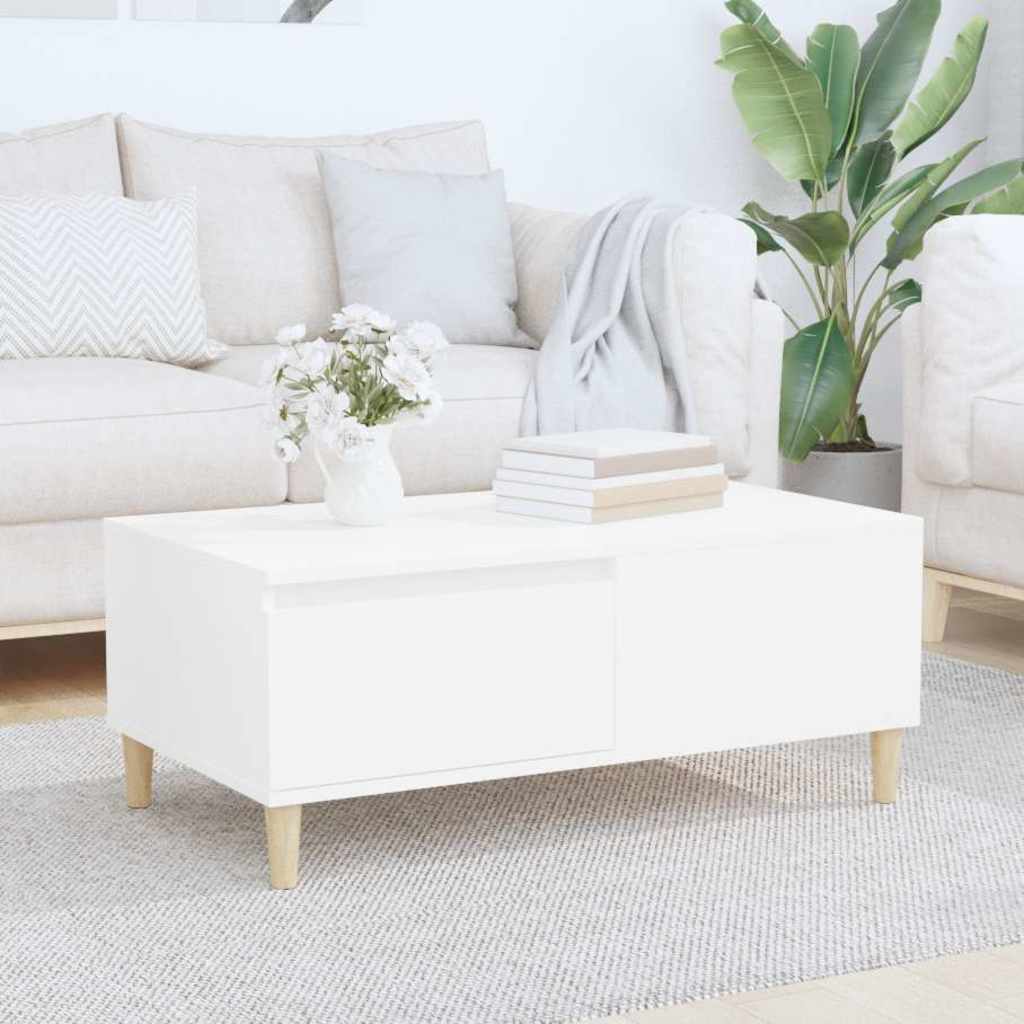 vidaXL Mesa de centro madera contrachapada blanco 90x50x36,5 cm