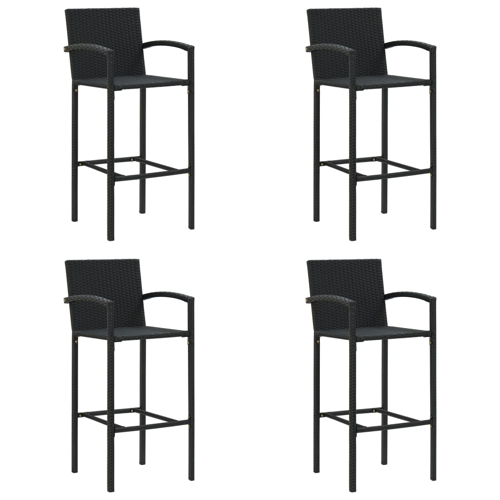 vidaXL Taburetes de cocina 4 unidades ratán sintético negro