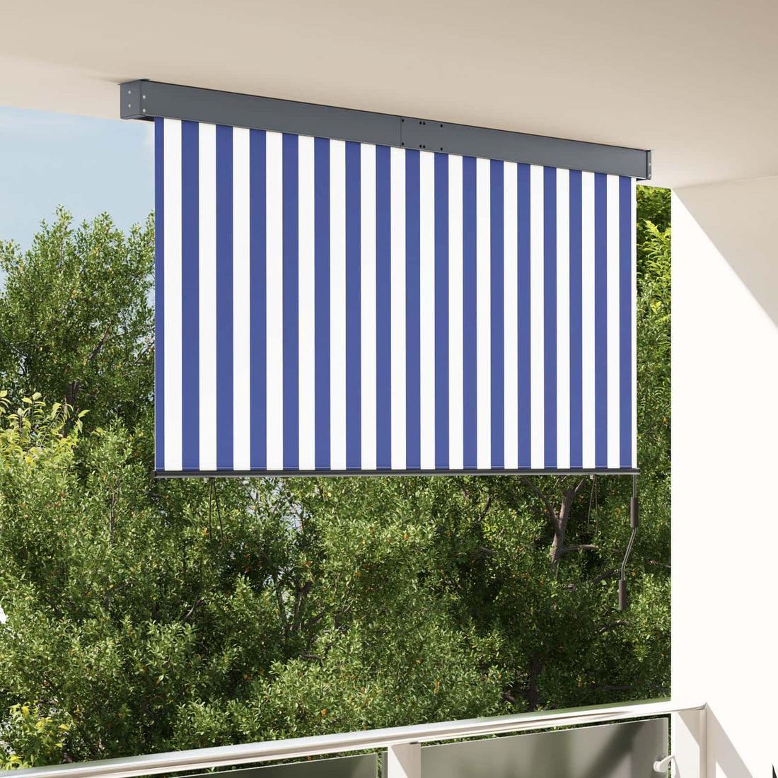 vidaXL Estor enrollable Azul y Blanco 180 x 250 cm Tela y Aluminio