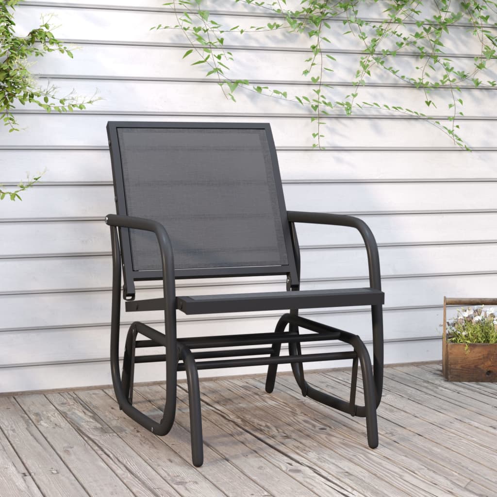 vidaXL Silla mecedora jardín acero y textilene negro 61x76x87 cm