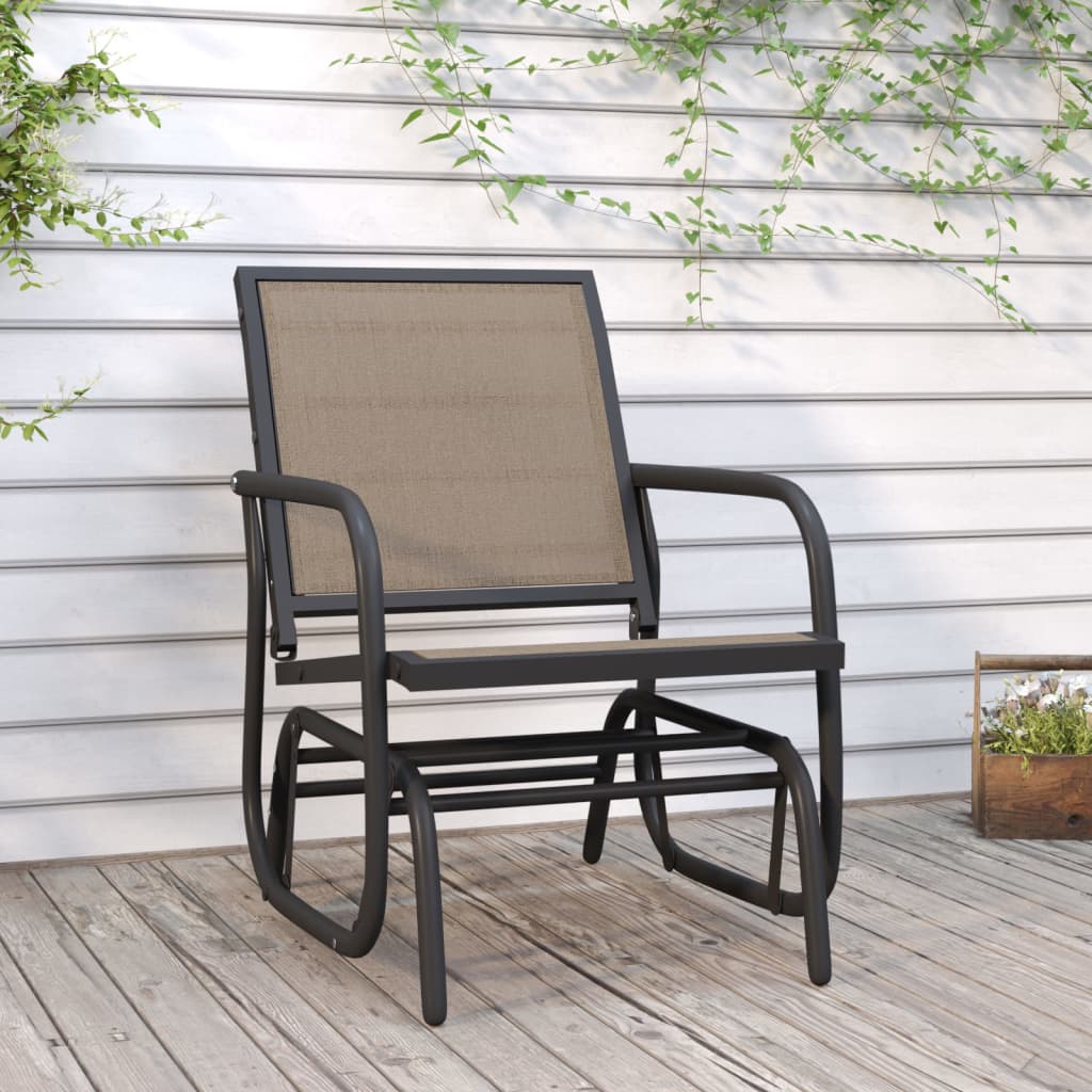 vidaXL Silla mecedora jardín acero y textilene marrón 61x76x87 cm