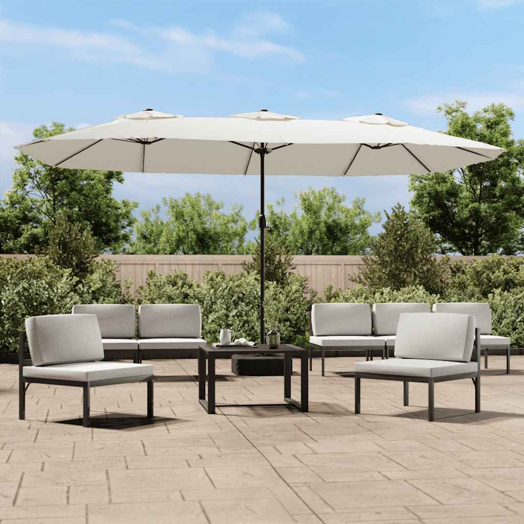 vidaXL Sombrilla doble blanco arena 449x265 cm