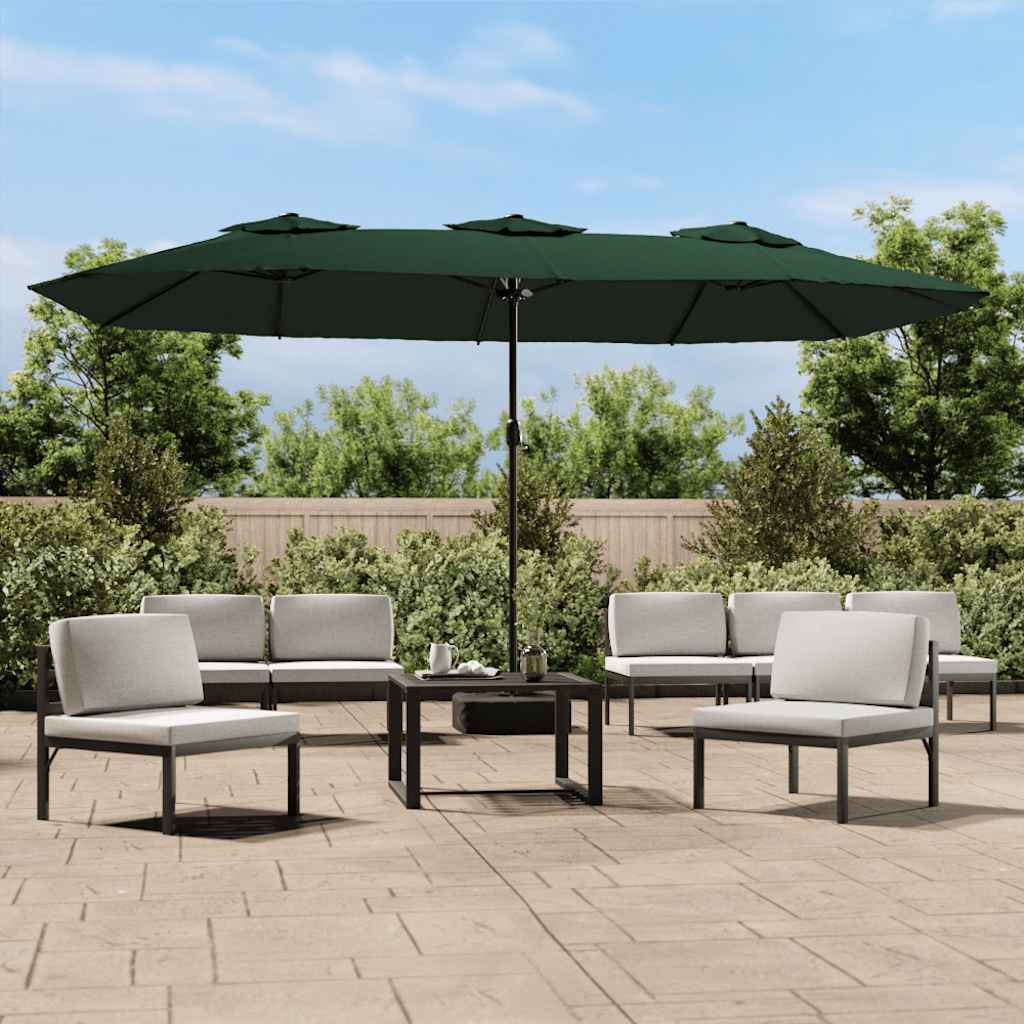 vidaXL Sombrilla doble verde 449x265 cm