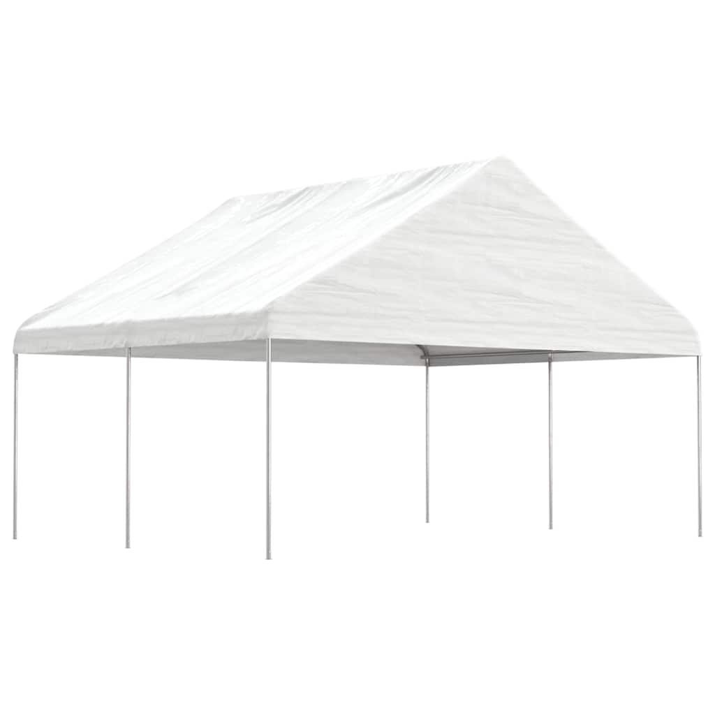 vidaXL Cenador con techo polietileno blanco 4,46x5,88x3,75 m