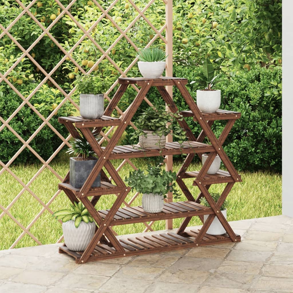 vidaXL Soporte para flores de madera maciza abeto 110x25x105 cm