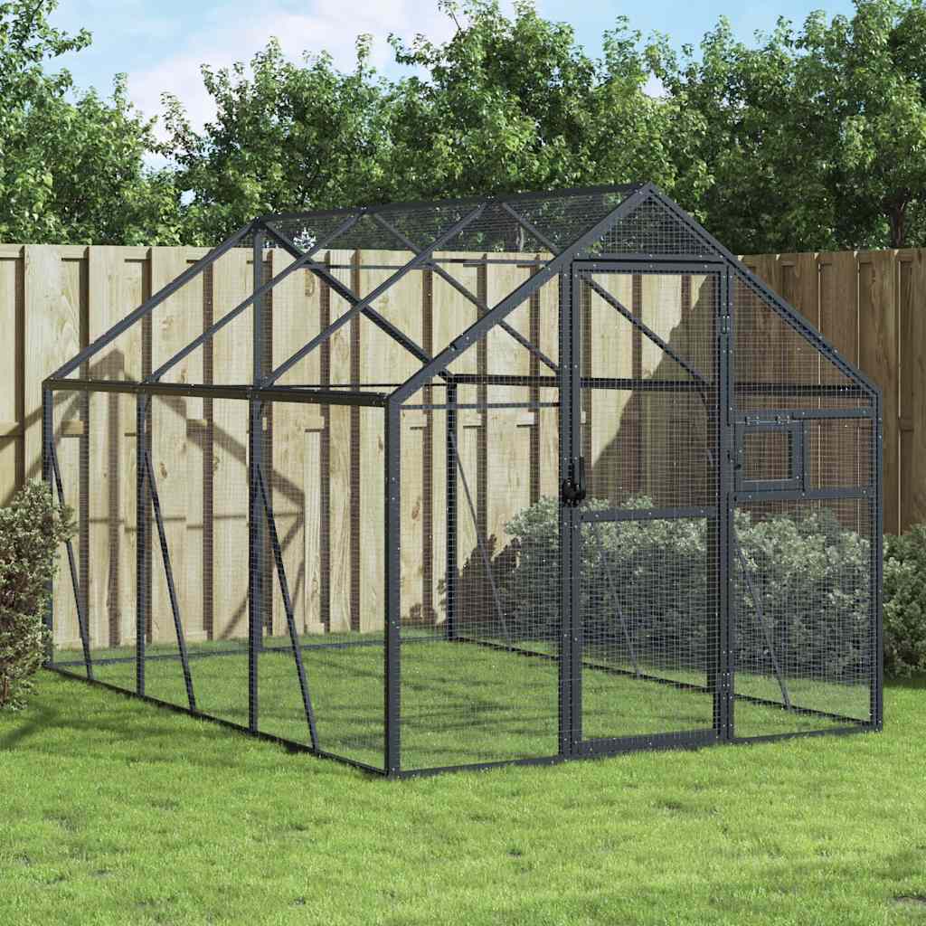 vidaXL Pajarera de aluminio gris antracita 1,79x3x1,85 m