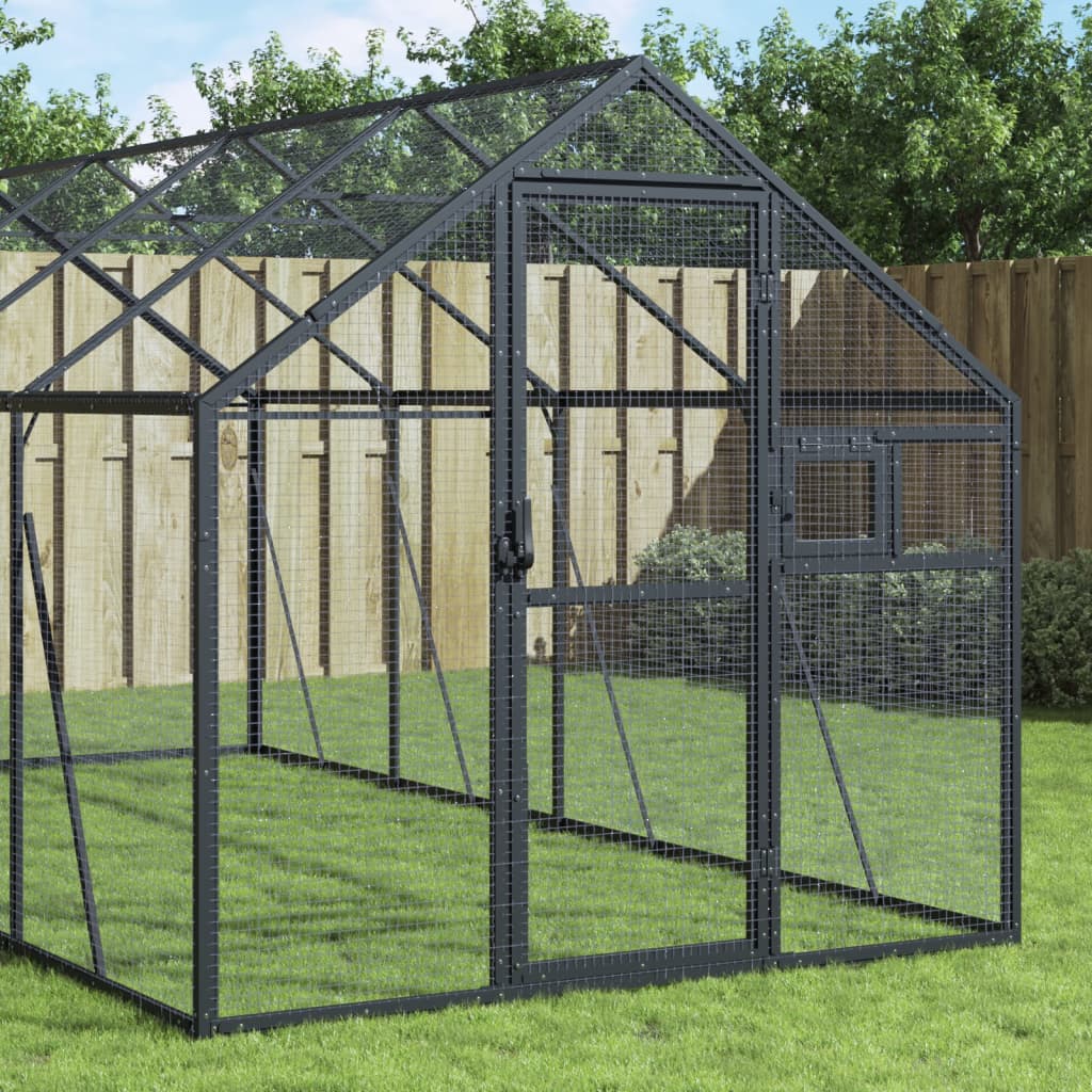 vidaXL Pajarera de aluminio gris antracita 1,79x4x1,85 m