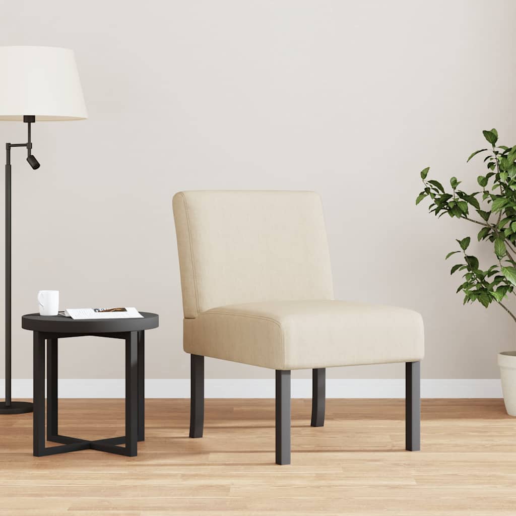 vidaXL Silla tapizada de tela crema