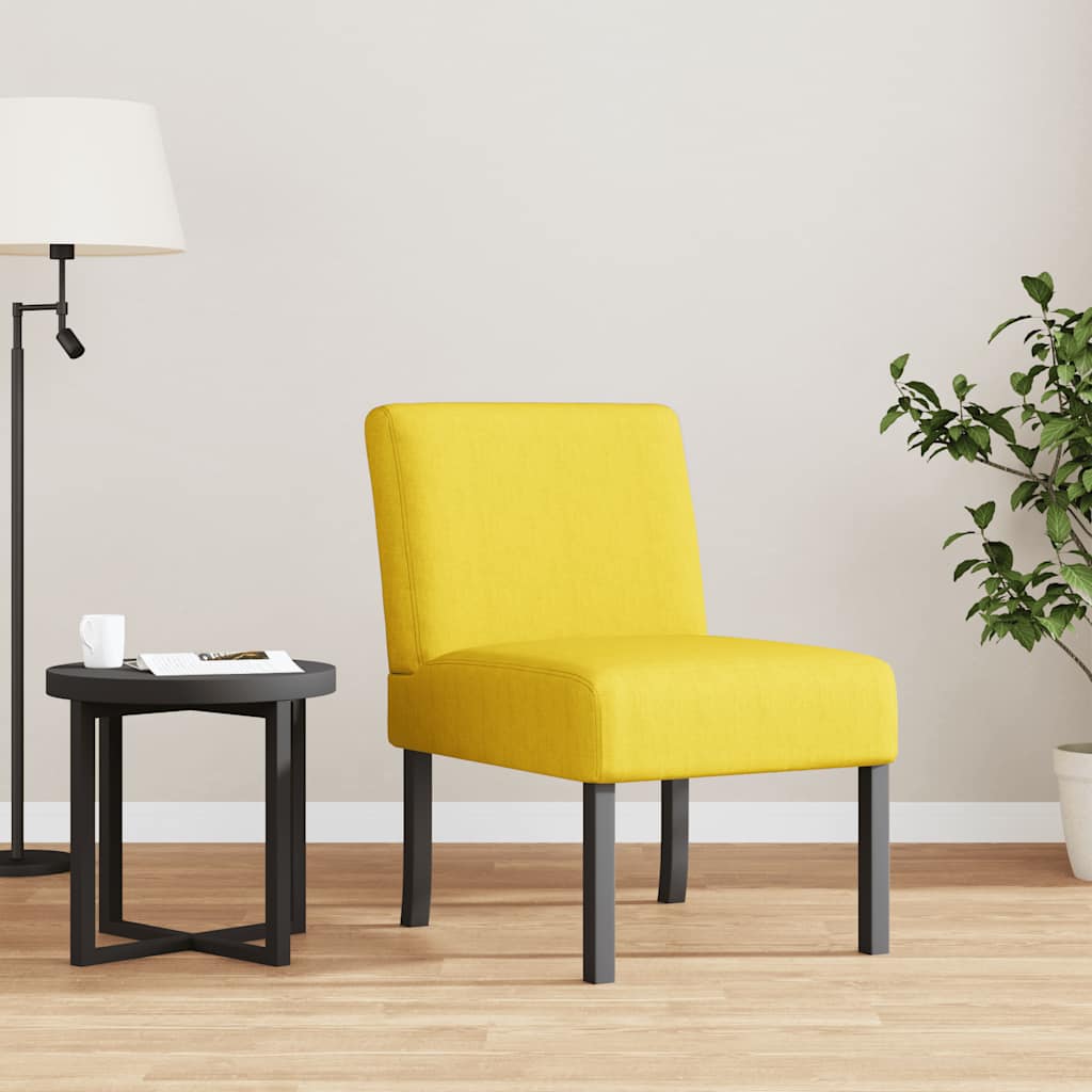 vidaXL Silla tapizada de tela amarillo claro