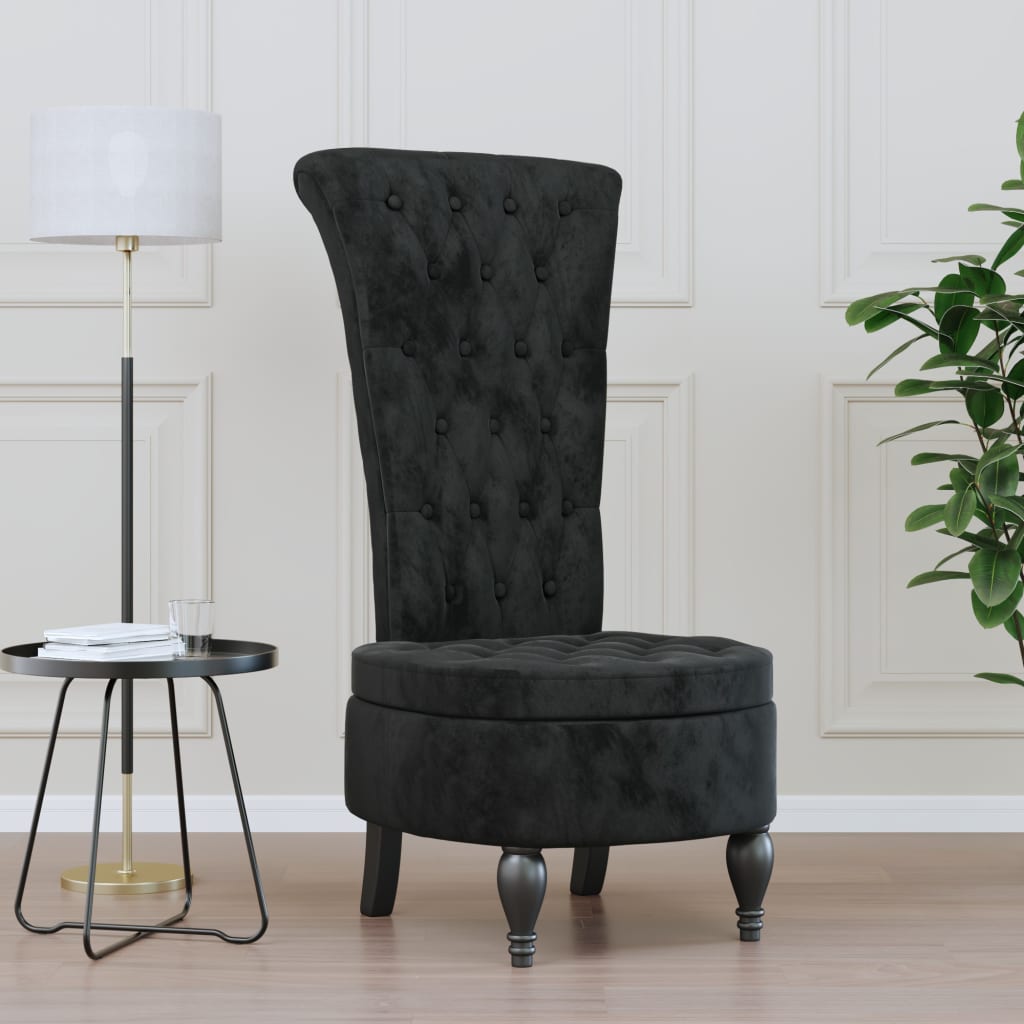 vidaXL Sillón de respaldo alto con botones terciopelo negro