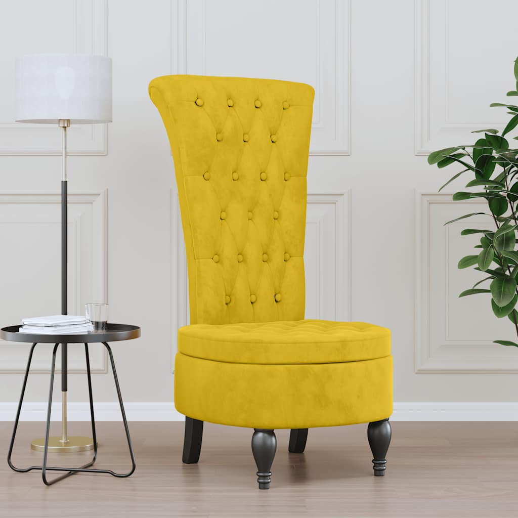 vidaXL Sillón de respaldo alto con botones terciopelo amarillo