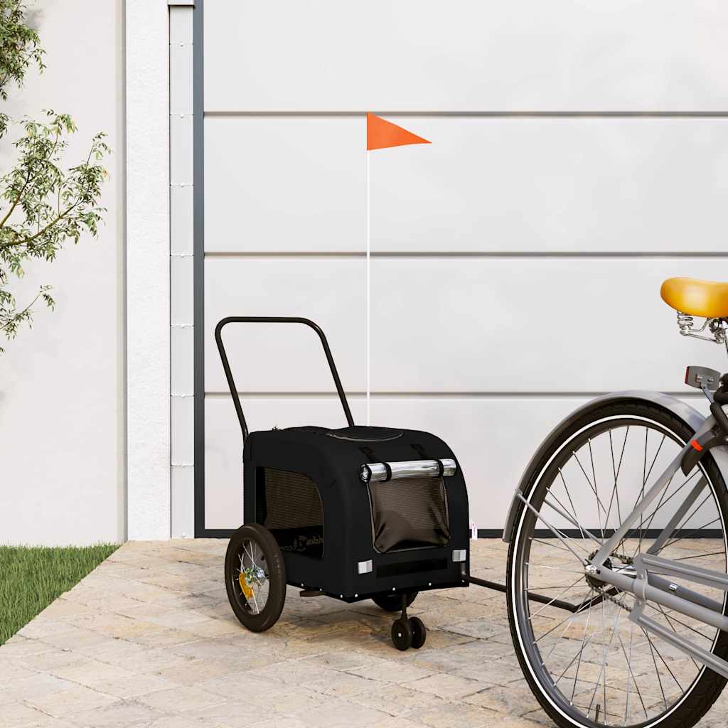 vidaXL Remolque de bicicleta para mascotas Negro 125 x 53 x 54 cm