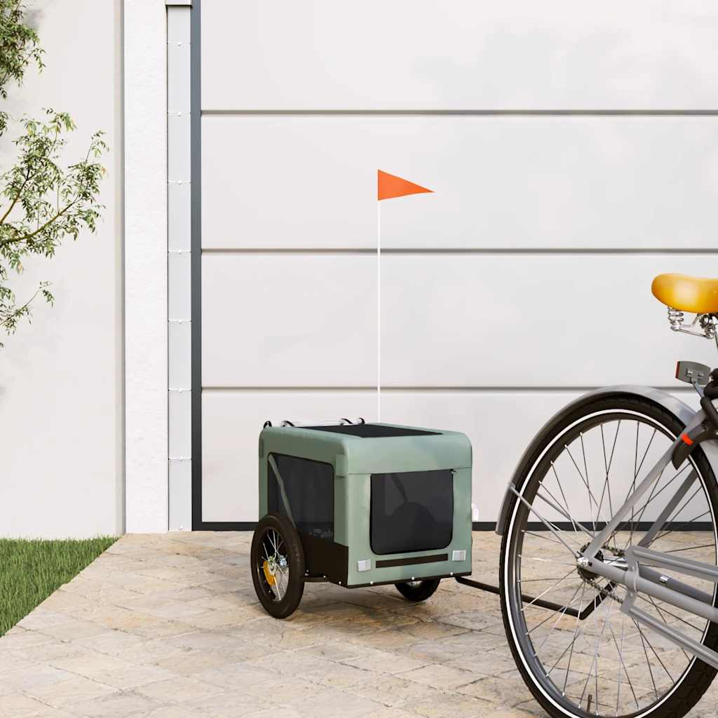 vidaXL Remolque de bicicleta mascotas hierro tela Oxford gris negro
