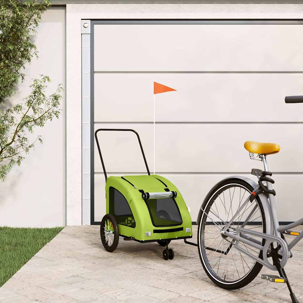 vidaXL Remolque de bicicleta mascotas hierro tela Oxford verde