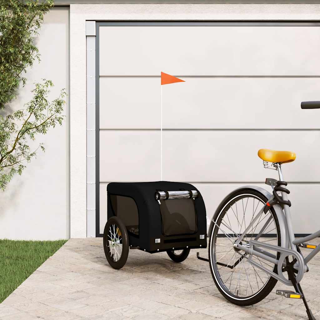 vidaXL Remolque de bicicleta mascotas hierro tela Oxford negro