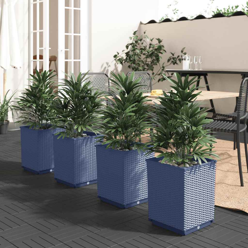 vidaXL Jardineras 4 uds polipropileno azul gris 30x30x37 cm