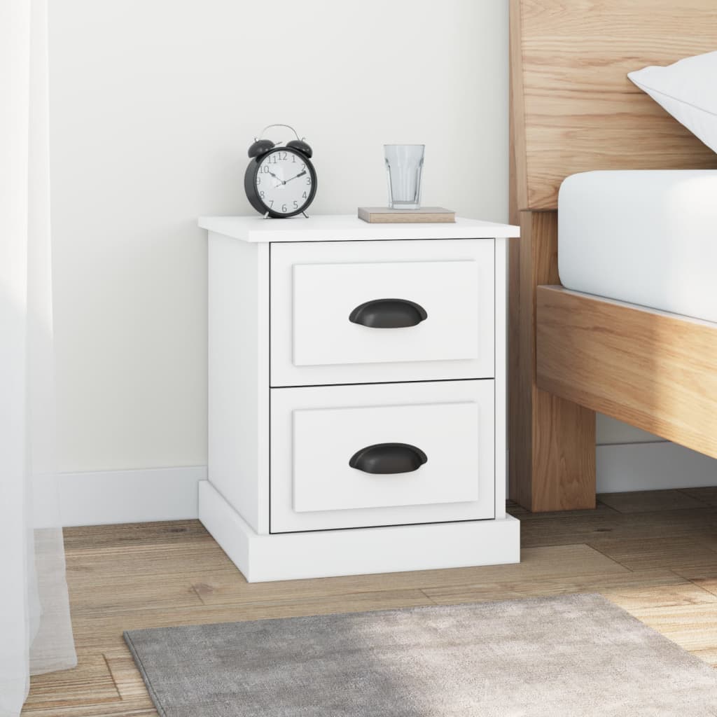 vidaXL Mesitas de noche 2 uds madera contrachapada blanco 39x39x47,5cm