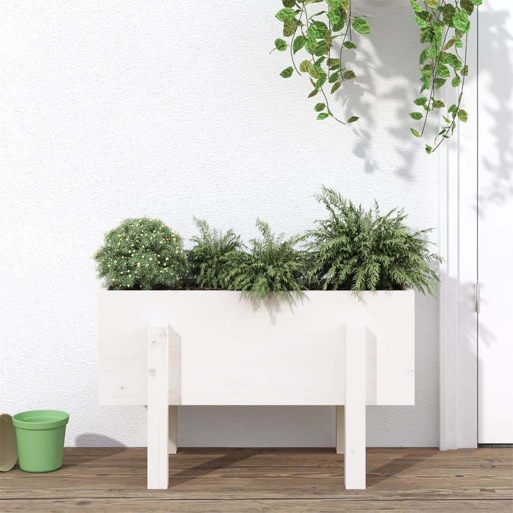vidaXL Jardinera madera maciza de pino blanco 62x30x38 cm