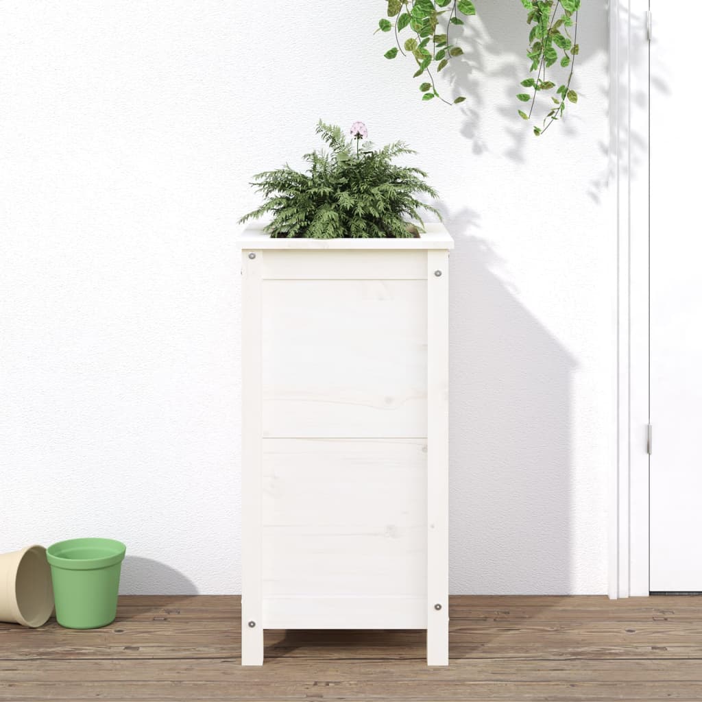 vidaXL Jardinera madera maciza de pino blanco 40x40x78 cm