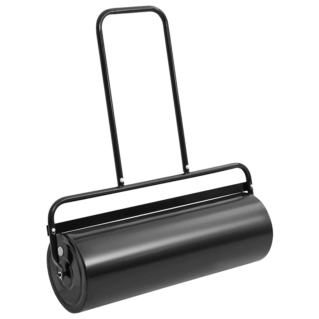 vidaXL Rodillo para césped de jardín, empujable, negro, 63 l, hierro y acero