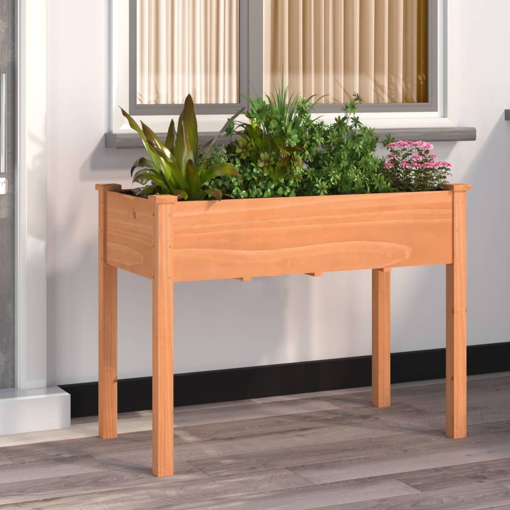 vidaXL Jardinera con forro madera maciza de abeto marrón 118x59x76 cm