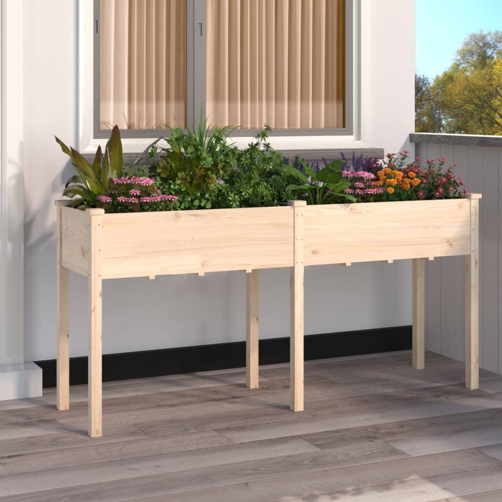 vidaXL Jardinera con forro madera maciza de abeto 161x45x76 cm