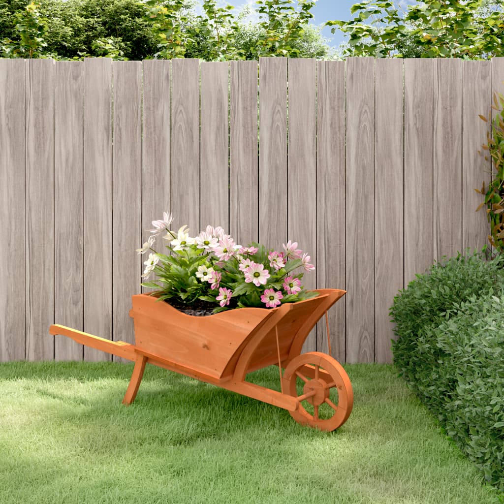 vidaXL Jardinera con forma de carretilla madera de abeto 128x45,5x43cm