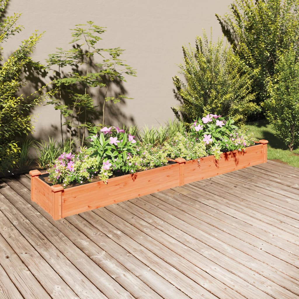 vidaXL Jardinera arriate con forro madera abeto marrón 240x45x25 cm