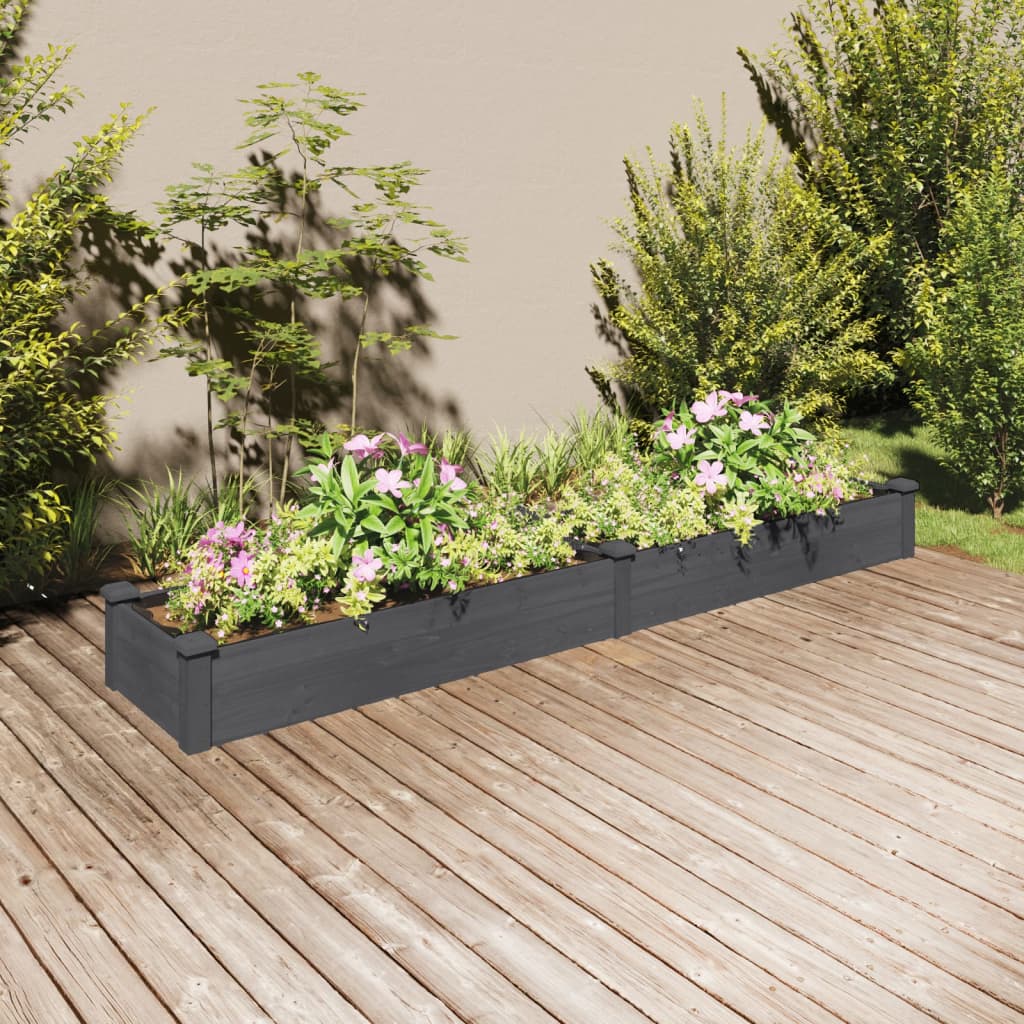 vidaXL Jardinera arriate con forro madera abeto gris 240x45x25 cm