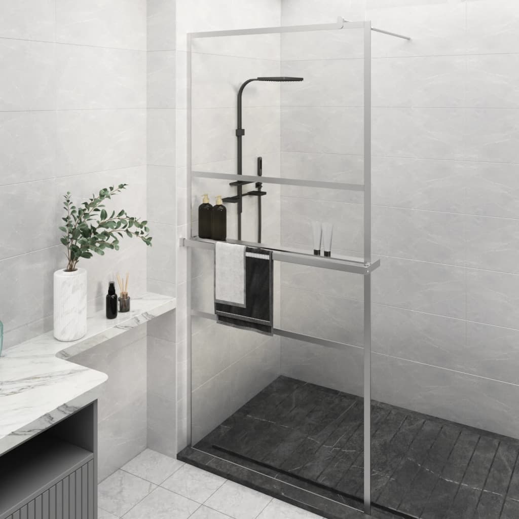 vidaXL Mampara ducha con estante vidrio ESG aluminio cromado 100x195cm