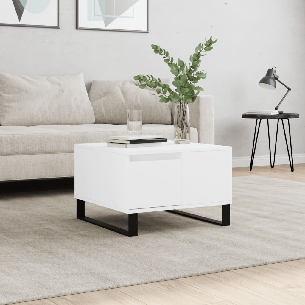 vidaXL Mesa de centro madera contrachapada blanco 55x55x36,5 cm