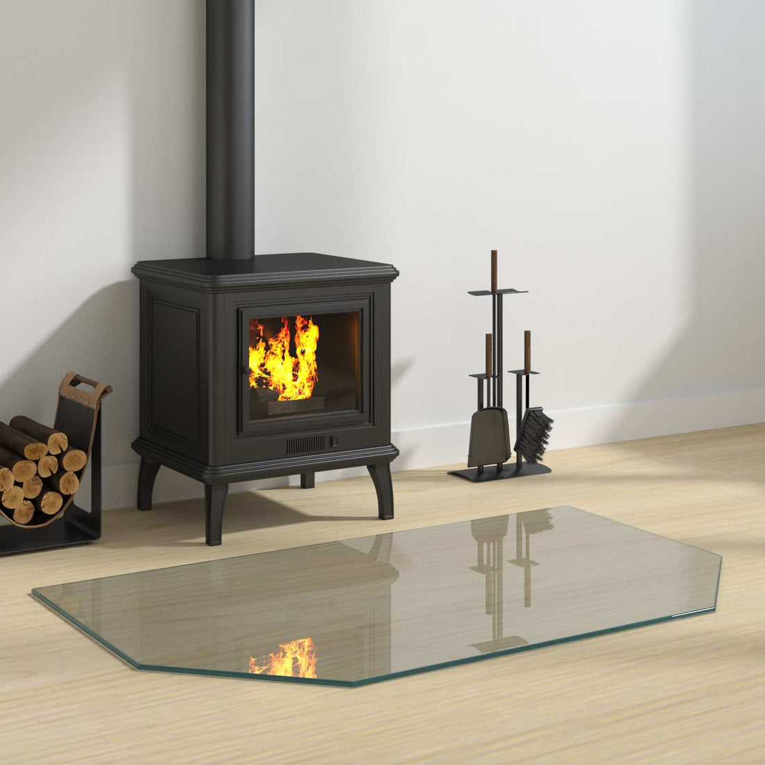 vidaXL Placa de vidrio para chimenea Transparente 100 x 60 cm Cristal