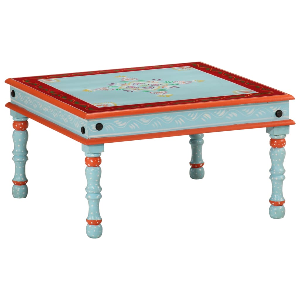 vidaXL Mesa de centro madera maciza de mango azul pintada a mano