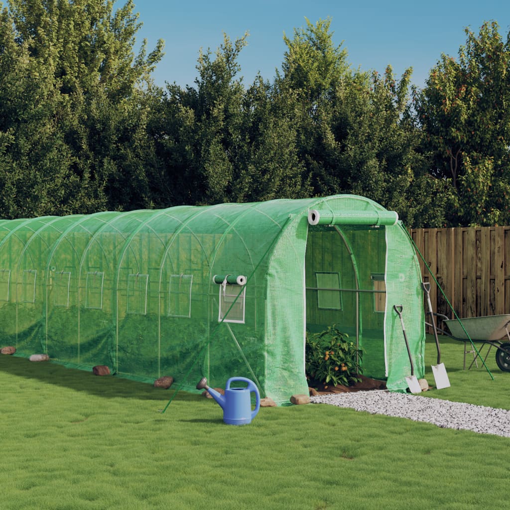 vidaXL Invernadero con estructura de acero verde 24 m² 12x2x2 m
