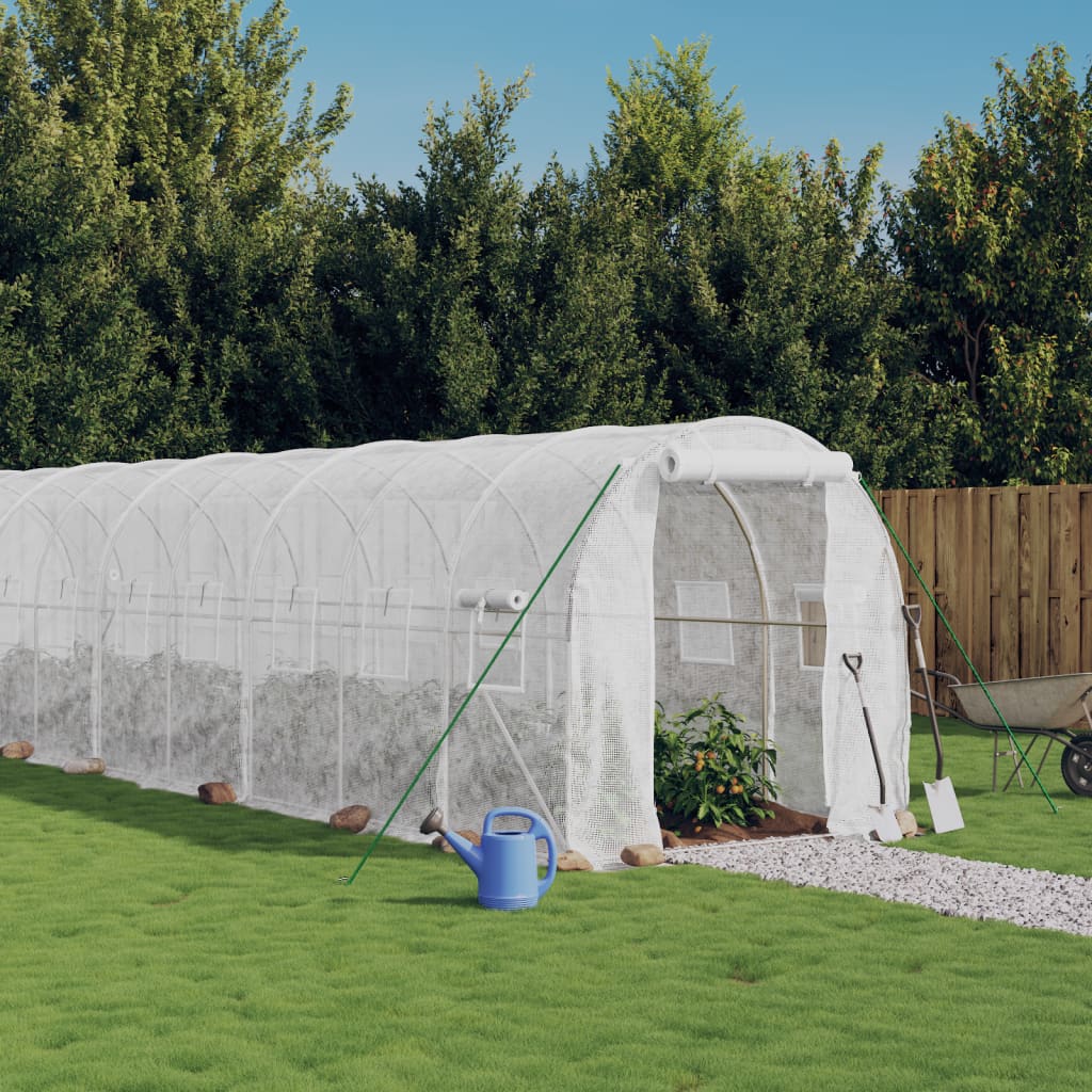 vidaXL Invernadero con estructura de acero blanco 40 m² 20x2x2 m