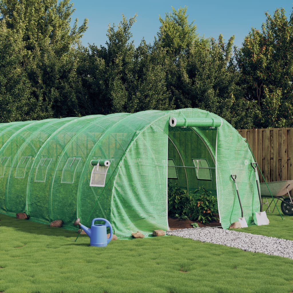 vidaXL Invernadero con estructura de acero verde 36 m² 12x3x2 m