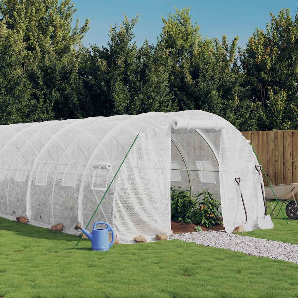 vidaXL Invernadero con estructura de acero blanco 48 m² 16x3x2 m