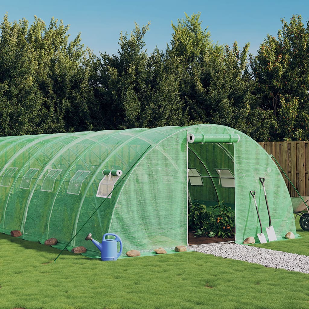 vidaXL Invernadero con estructura de acero verde 32 m² 8x4x2 m
