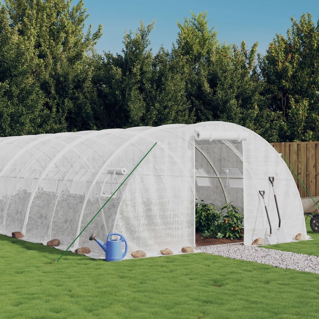 vidaXL Invernadero con estructura de acero blanco 80 m² 20x4x2 m