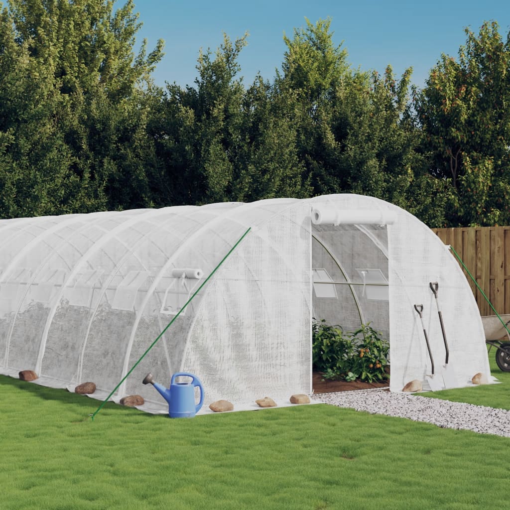 vidaXL Invernadero con estructura de acero blanco 96 m² 24x4x2 m