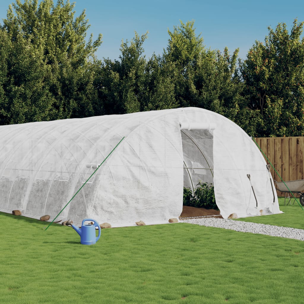 vidaXL Invernadero con estructura de acero blanco 30 m² 6x5x2,3 m