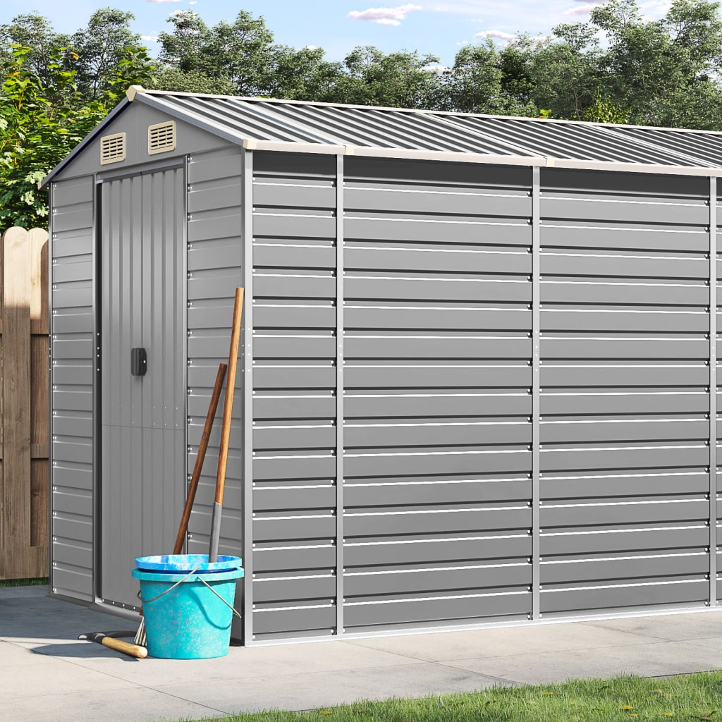 vidaXL Caseta de jardín gris claro 191x725x198 cm acero galvanizado