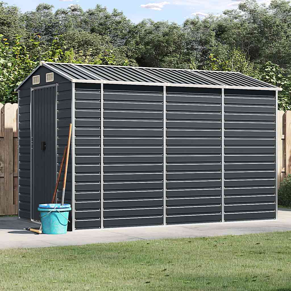 vidaXL Cobertizo de jardín acero galvanizado antracita 191x300x198 cm