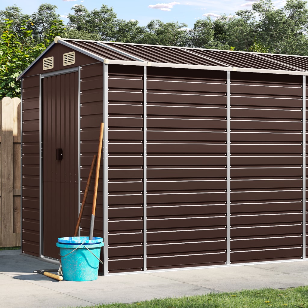 vidaXL Caseta de jardín marrón 191x555x198 cm acero galvanizado