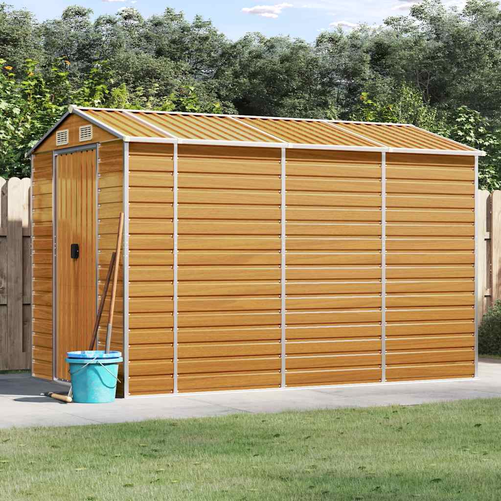 vidaXL Caseta de jardín marrón claro 191x300x198 cm acero galvanizado